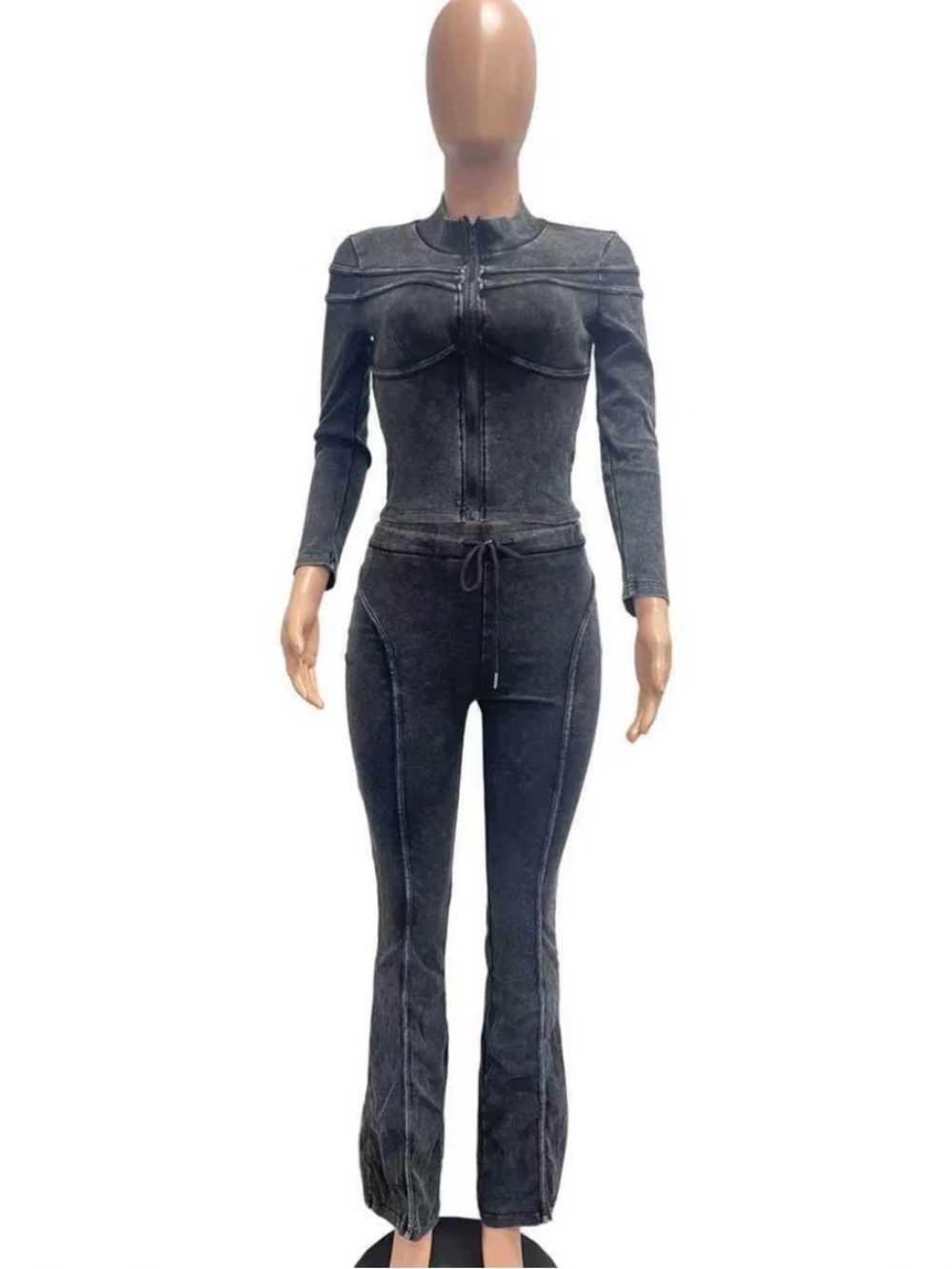 Women's Washed Black two piece set